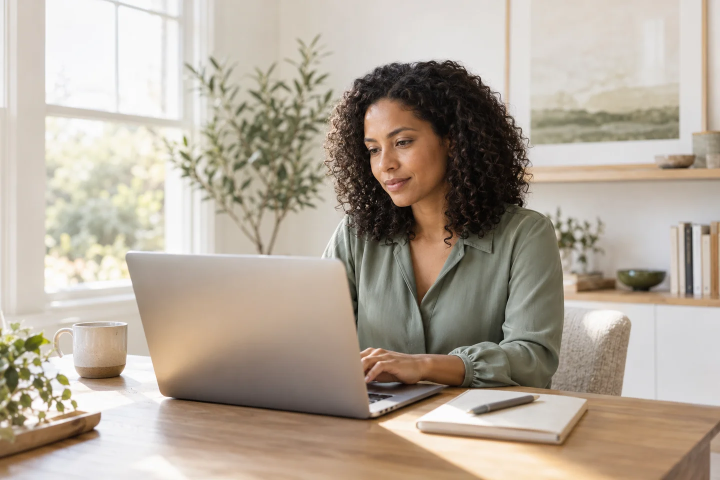 Professional preparing thoughtfully for a new career opportunity